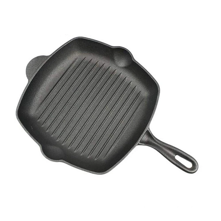black bbq grill plate pre-seasond cast iron reversible griddle pan