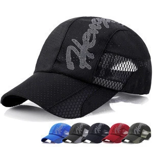 Black breathable Cheap Sports Caps sports 100% Polyester Baseball Caps Polyester running cap