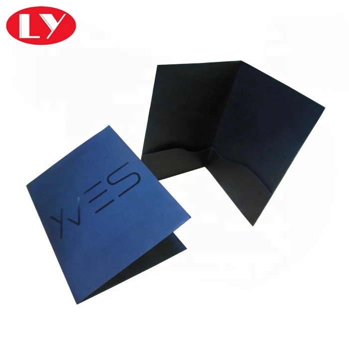 Black Paper Presentation Pockets Folders Printing with Black Shiny Logo A4 File Folder