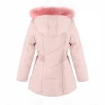 Botton Zipper Light Pink Hooede Ladies Jackets Parka Winter Coat Women