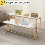 Boutique Shop Commercial Chrome Garment Shelf Metal Clothing Stand Gold Clothes Display Rack For Clothing Store.