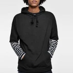 Boy Customizable Drop Shoulder Sweatshirt Hoodie Custom Men's Short Sleeve Hoodie
