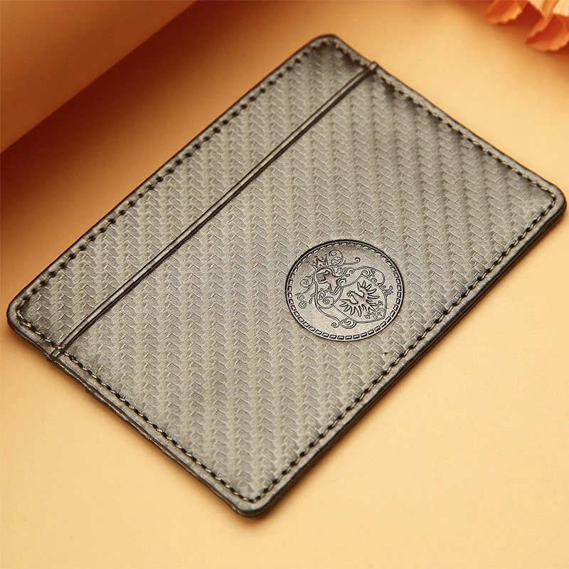 Carbon PU Leather Card Case RFID Slim Card Case Wallet Minimalist Credit Card Holder