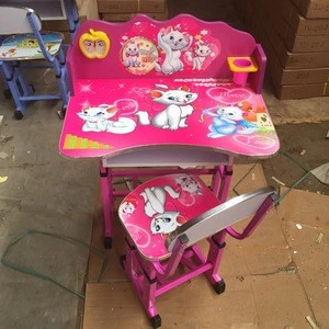 cartoon design kids writing table and chair