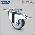 CASCOO 2 inches swivel rubber metal furniture caster wheel guangdong, thread stem medical caster