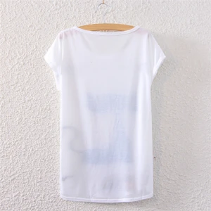 Casual Blouse O-Neck Short Sleeve Cat print Lady Women Top T-shirt Girls Tee-shirt Tee