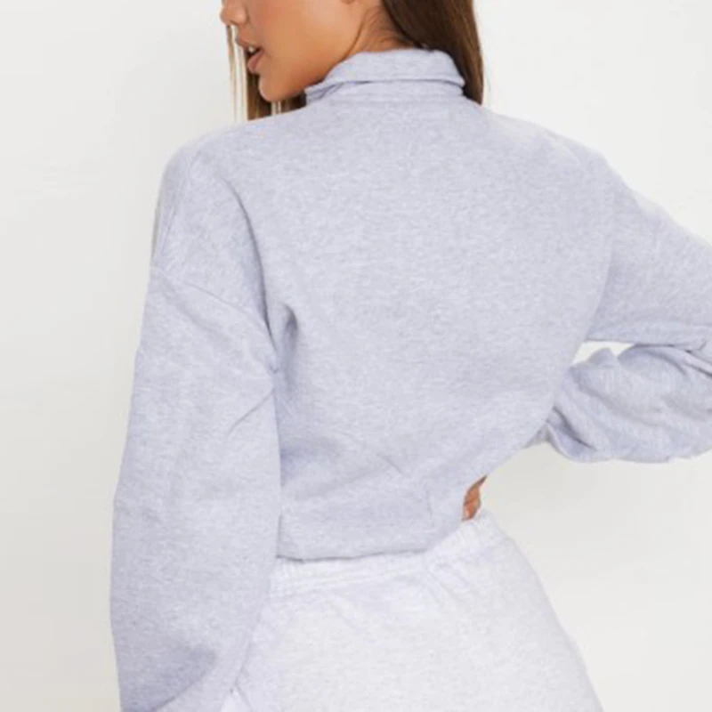 Casual Women Hoodies Pullover Zipper Turtleneck Pullovers Sweatshirt