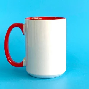 Ceramic Mug Stoneware Mug With Print With Blank inner color and handle color mugs For Home Restaurant 425 Ml 15oz Coffee Mug