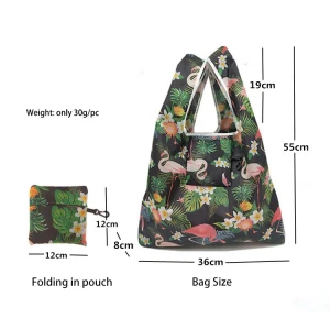 Cheap Reusable Foldable Polyester Shopping Bag with Pouch