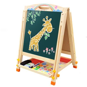 China Factory Wholesale Toy For Kids CDN-4208 Adjustable Double-sided Magnetic Drawing Board wooden blackboard kid toy