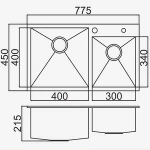 China supplier SUS 304 Stainless steel Square Kitchen Sink with Double Bowl
