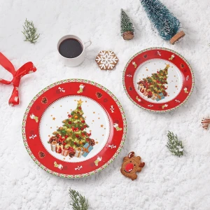 Christmas Santa Dinnerware Set Dinner Charger Plate Ceramic Plate Set