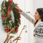 Christmas Wreath Ornaments Garlands Wreath Gift Bow Plaid Christmas Bows