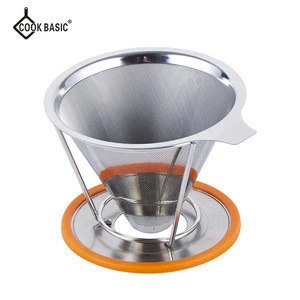 coffee filter stainless steel dripper with Cup Stand JS-CT016