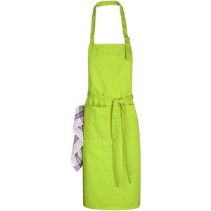 Colorful bulk optical polyester cotton cooking apron with towel ring