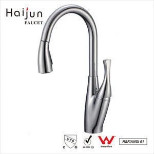 CUPC Haijun new products brass chrome pull out home designer kitchen faucets