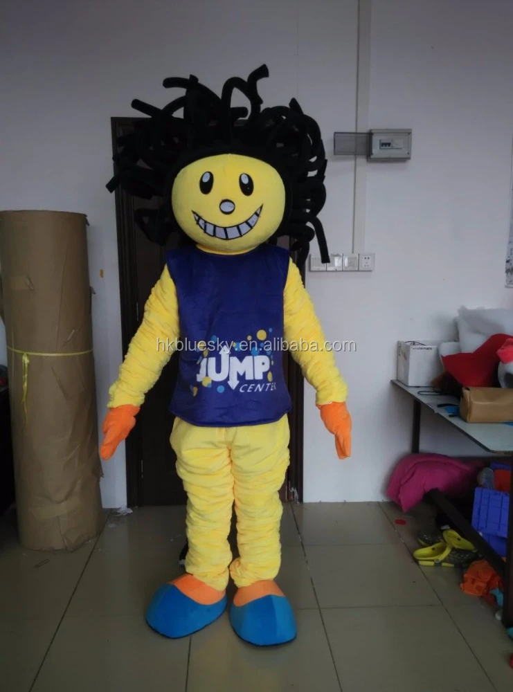curly hair girl mascot costume,logo can be changed