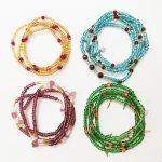 custom Ghana African women body jewelry crystal glass seed beads weight loss belt belly beads waist chain with charm