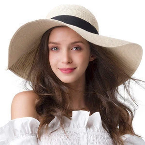 Custom girl summer sun visor straw hats wholesale adjustable women straw beach hat