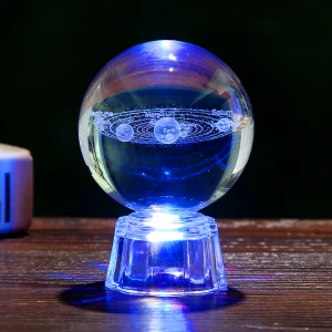 Custom K9 crystal ball 3D laser engraving LED glass base 60mm Crystal Ball