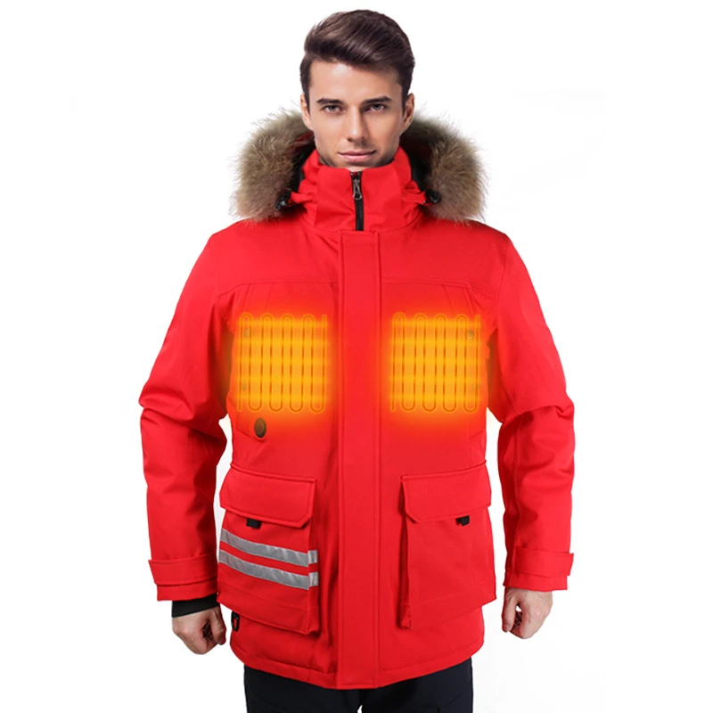 Custom Logo Fashionable Waterproof Battery Charging Heating Hooded Winter Jacket  windbreaker jacket Ladies