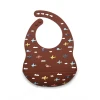 Custom Logo Pattern Printing Waterproof Roll Up Silicone  Baby Bib with Catcher Pocket for Kid Children