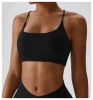 custom logo  fitness strappy breathable shockproof yoga bra women cross back high impact sport running wear bra top