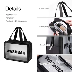 Custom Logo Wholesale Waterproof Pink Transparent PVC Clear Cosmetic Bags Case Set Women Travel Makeup Toiletry Bag With Handle