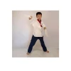 Custom Made Martial Arts Uniform V-Neck White Cotton Blend Design Girl Taekwondo Uniform