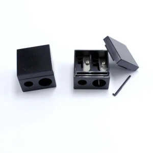 Custom Manual Square Double-hole Pencil Sharpener with Lid for Cosmetic Pencil Lipstick Pencil Eyeliner Sharpener