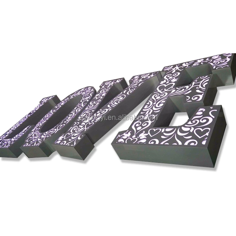 custom new design carve patterns decorative color changing letter signs wedding love marquee sign
