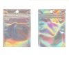 Custom Printed  Smell Proof Metallic Foil Pink Laser Holographic Mylar Ziplock Packaging Holographic Printing Plastic Bags