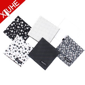 custom printing black and white pattern mens cotton handkerchief tailored