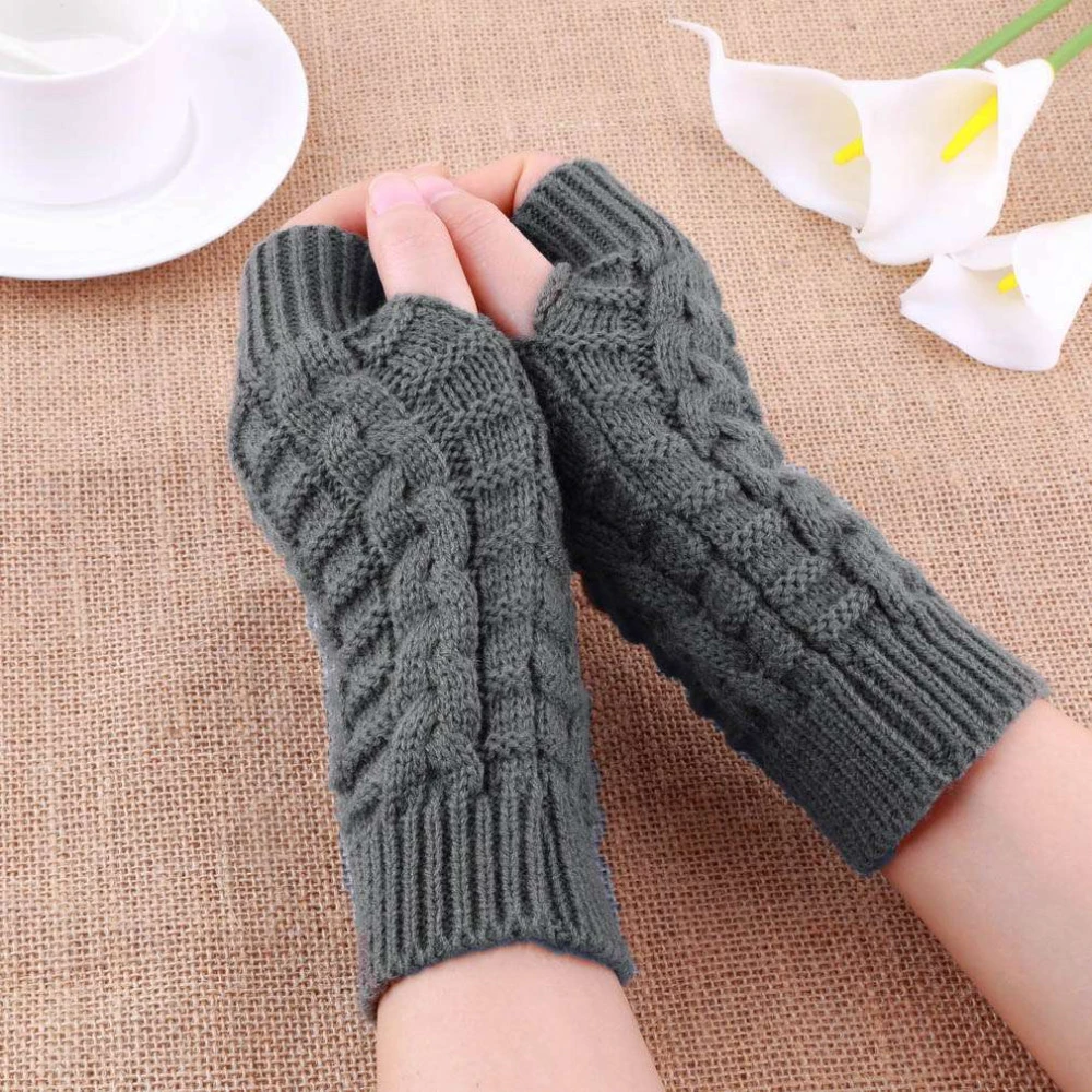 Custom Winter Women Warm Knitted Arm Fingerless Long Gloves Elastic Mittens Men Women Winter Warm Hand Arm Female Gloves