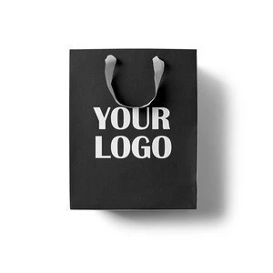 Customized Black shopping food packaging Paper Bags with your own logo