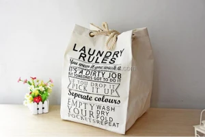Customized canvas fabric waterproof drawstring laundry bag