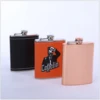 Customized engraved black color 6 oz stainless steel hip flask with shot glass gift set