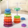 Customized Rainbow Rotating Tower Toy Rotating Folding Joy Baby Early Education Development Intelligence Circle Education Toy