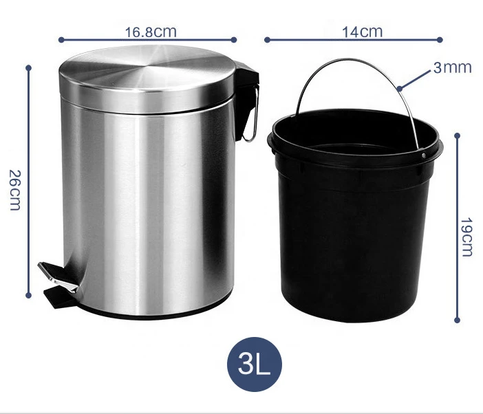 Customized Size Eco-Friendly Round Stainless Steel Waste Bins Use For Hotel Room
