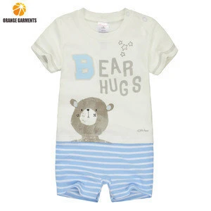 Cute Bear Short Sleeve Newborn Toddler Jumpsuit Organic Romper Baby Boy Clothing