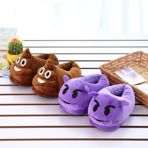 Cute Face Comfortable Soft Plush Casual One Size  Slippers For Indoor