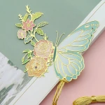 Cute Gold Metal flowers Butterfly Shape Bookmarks Wholesale Blank Metal leather Bookmarks Bulk Sublimation Promotional custom