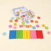 Delicate English Iron Box Kindergarten Teaching Toy Early Educational Kids Arithmetic Wooden Math Sticks