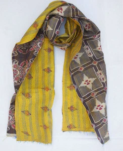 Designer Handmade Patchwork Kantha Silk Stole