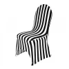 Dining Room Black & White Stripe Stretch Chair Cover Print Cover For Wedding Banquet Chairs