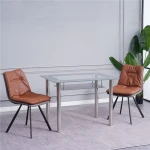 Dining room furniture modern stylish glass table top tea table stainless steel stand dining table.