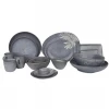 Dinnerware Grey Glazed Leaf Pattern Ceramic Dinnerware 20-Pieces Sets porcelain dinner set