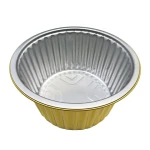 Disposable Golden Baked Goods Packaging Foil Cups Smooth Wall Aluminum Foil Containers