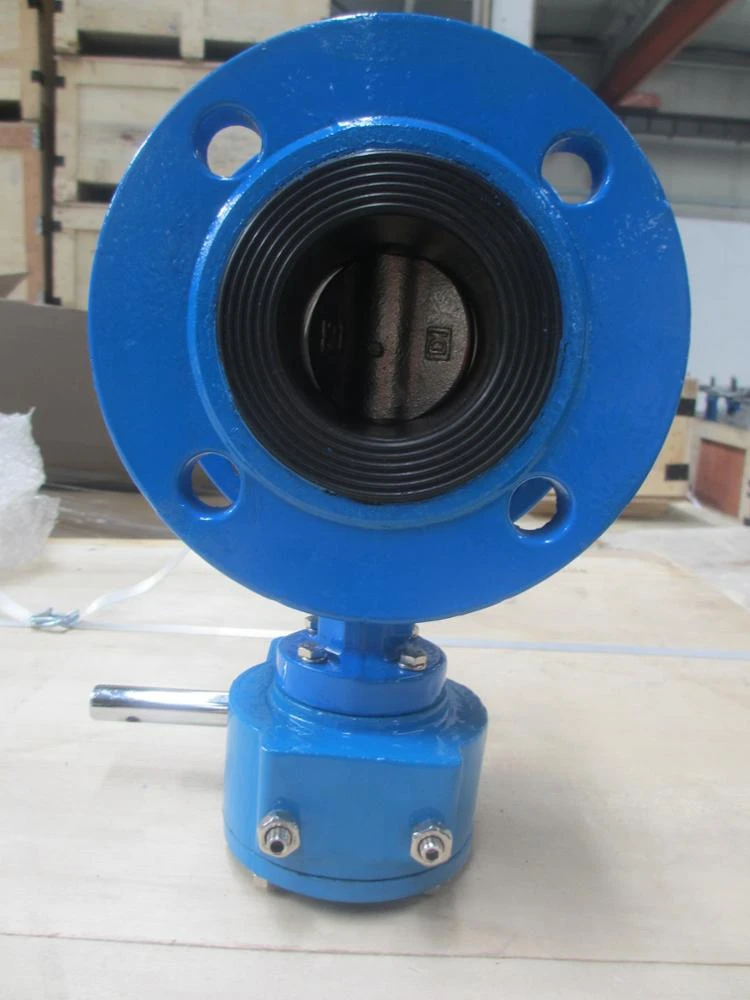 DN100 PN10 PN16 Manual Ductile Iron  Double Flange Butterfly Valve