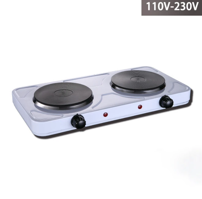 Double Burner Electric Stove, Hot Plate 2000W Stainless Steel Portable electric Induction Cooktop Countertop Burner